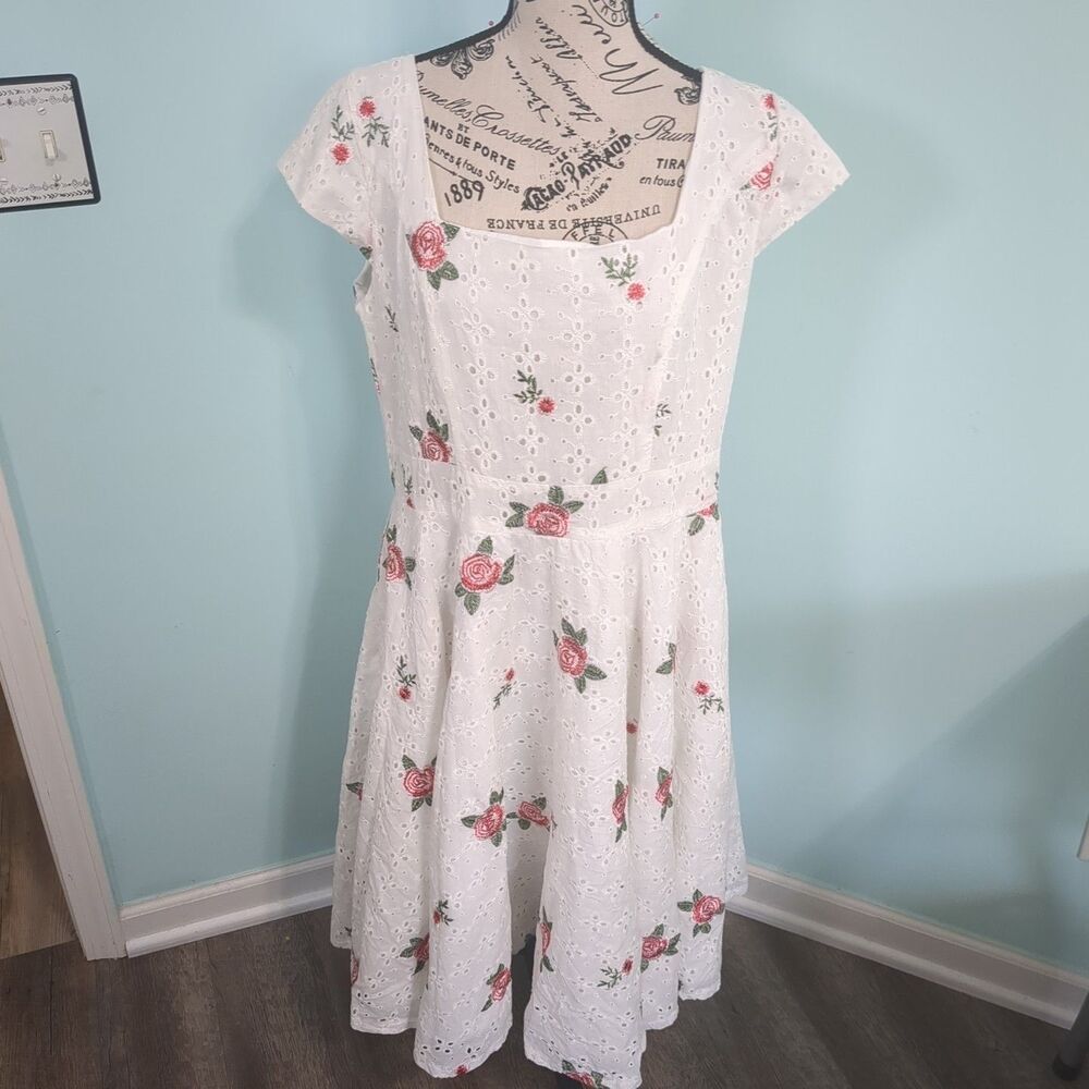 magnolia place roses dress lace 2xl cottage core romantic white wedding guest pl